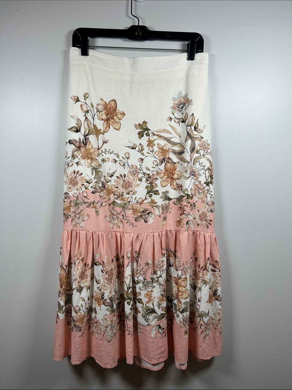 Calypso St Barth Maxi/Midi Floral Linen Blend Skirt Sz 8
